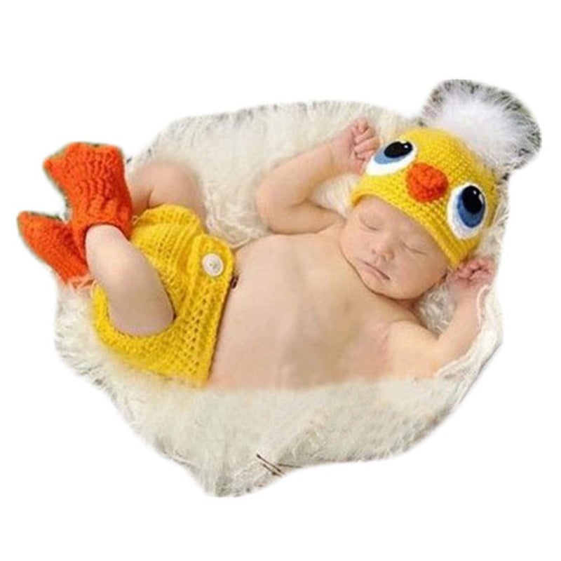 Vedory Fashion Newborn Baby Photography Props Boy Girls Photo Shoot Props Outfits Crochet Knitted Costume Unisex Cute Infant Hat Pants Set (chick) - Image 1